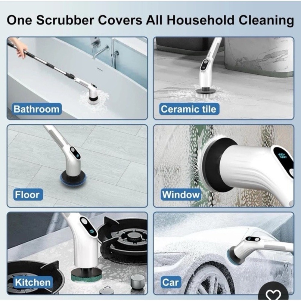 8 in 1 Electric Spin Scrubber with 8 Replaceable Brush Heads, Multi-Functional - Picture 8 of 9